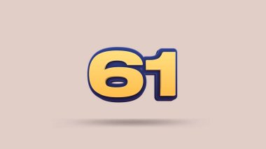 Bej arkaplanda 61 numara 3d illüstrasyon