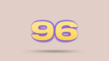 Bej arkaplanda 96 numara 3d illüstrasyon