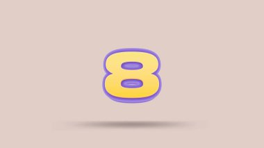 Bej arkaplanda 8 numara 3d illüstrasyon