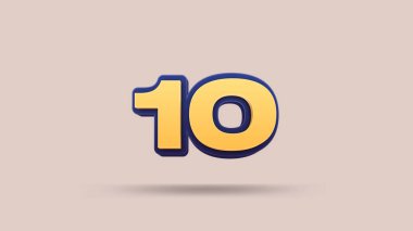 Bej arkaplanda 10 numara 3d illüstrasyon