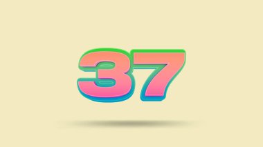 Renkli 37 numara bej arka planda 3d resim