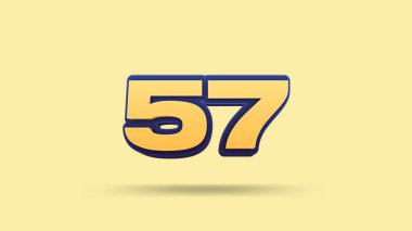 Sarı arkaplanda 57 numara 3d illüstrasyon
