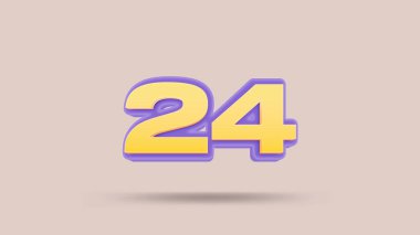 Bej arkaplanda 24 numara 3d illüstrasyon