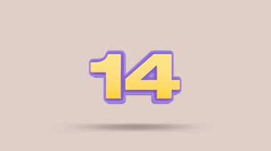 Bej arkaplanda 14 numara 3d illüstrasyon