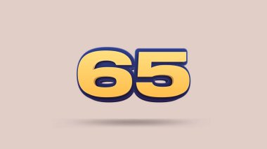 Bej arkaplanda 65 numara 3d illüstrasyon