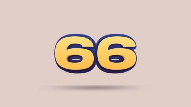 Bej arkaplanda 66 numara 3d illüstrasyon
