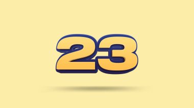 Sarı zemin üzerinde 23 numara 3d illüstrasyon