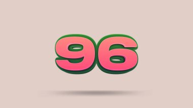 Bej arkaplanda 96 numara 3d illüstrasyon