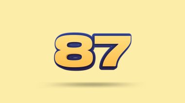 Bej arkaplanda 87 numara 3d illüstrasyon