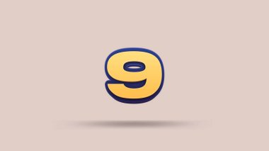 Bej arkaplanda 9 numara 3d illüstrasyon