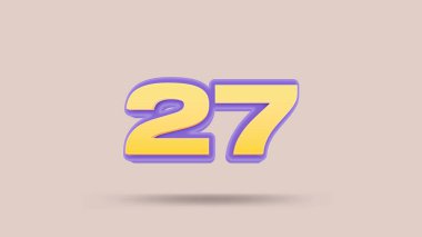 Bej arkaplanda 27 numara 3d illüstrasyon