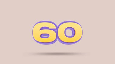 Bej arkaplanda 60 numara 3d illüstrasyon