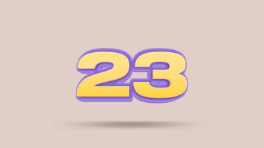 Bej arkaplanda 23 numara 3d illüstrasyon