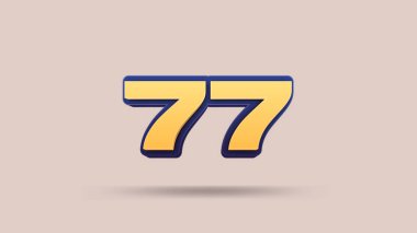 Bej arkaplanda 77 numara 3d illüstrasyon