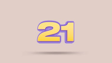 Bej arkaplanda 21. numara 3d illüstrasyon