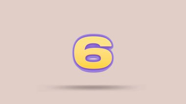 Bej arkaplanda 6 numara 3d illüstrasyon