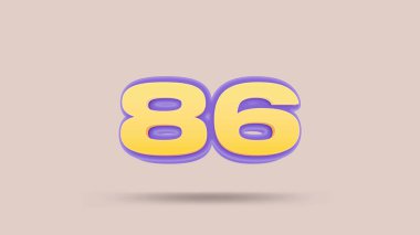 Bej arkaplanda 86 numara 3d illüstrasyon