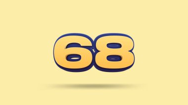 Sarı arkaplanda 68 numara 3d illüstrasyon