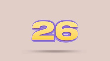 Bej arkaplanda 26 numara 3d illüstrasyon