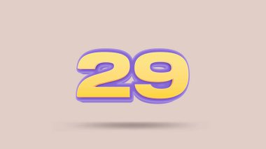 Bej arkaplanda 29 numara 3d illüstrasyon