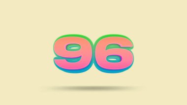 Bej arkaplanda renkli 96 numara 3d illüstrasyon