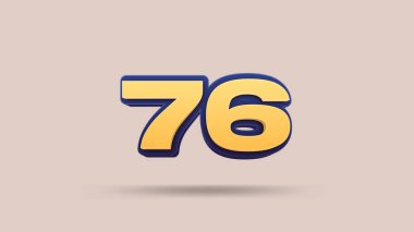 Bej arkaplanda 76 numara 3d illüstrasyon