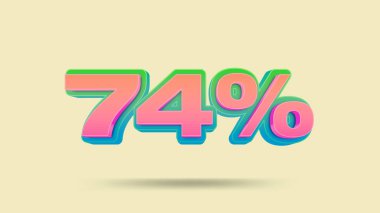 Yüzde 74 indirim afişi, perakende için illüstrasyon