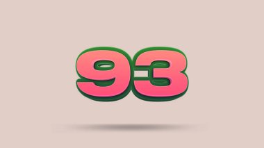 Bej arkaplanda 93 numara 3d illüstrasyon