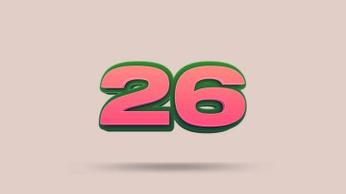 Bej arkaplanda 26 numara 3d illüstrasyon