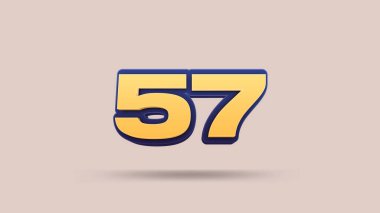 Bej arkaplanda 57 numara 3d illüstrasyon
