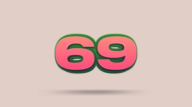 Bej arkaplanda 69 numara 3d illüstrasyon