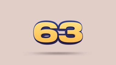 Bej arkaplanda 63 numara 3d illüstrasyon
