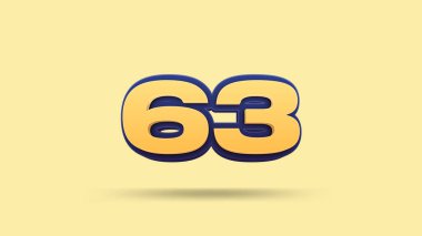 Sarı arkaplanda 63 numara 3d illüstrasyon