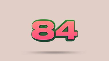 Bej arkaplanda 84 numara 3d illüstrasyon