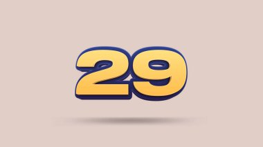 Bej arkaplanda 29 numara 3d illüstrasyon