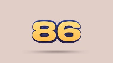 Bej arkaplanda 86 numara 3d illüstrasyon