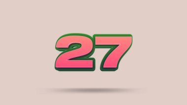 Bej arkaplanda 27 numara 3d illüstrasyon