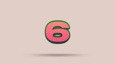 Bej arkaplanda 6 numara 3d illüstrasyon