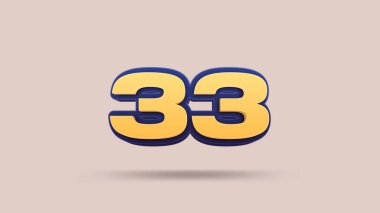 Bej arkaplanda 33 numara 3d illüstrasyon