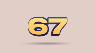 Bej arkaplanda 67 numara 3d illüstrasyon