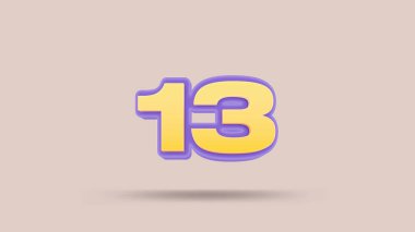 Bej arkaplanda 13 numara 3d illüstrasyon