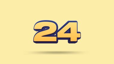 Sarı arkaplanda 24 numara 3d illüstrasyon