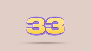 Bej arkaplanda 33 numara 3d illüstrasyon