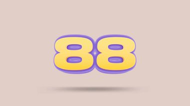 Bej arkaplanda 88 numara 3d illüstrasyon