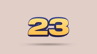 Bej arkaplanda 23 numara 3d illüstrasyon