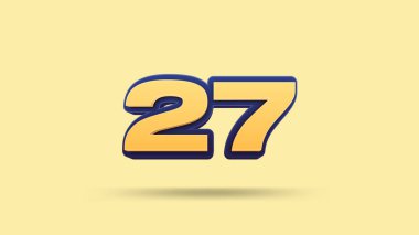 Sarı arkaplanda 27 numara 3d illüstrasyon