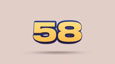 Bej arkaplanda 58 numara 3d illüstrasyon