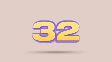 Bej arkaplanda 32 numara 3d illüstrasyon