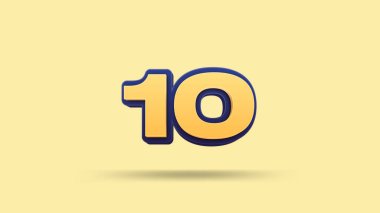 Sarı arkaplanda 10 numara 3d illüstrasyon