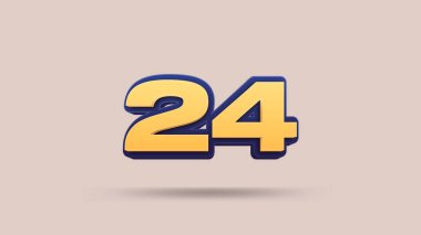 Bej arkaplanda 24 numara 3d illüstrasyon